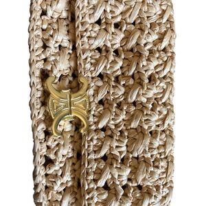 Woven Straw Clutch with Gold Accent